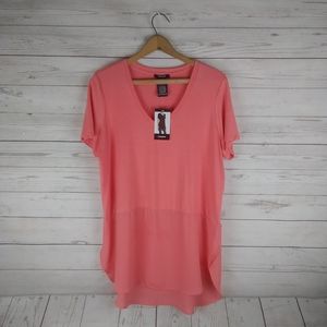 Premise Peach Blossom Drape vneck short sleeve top